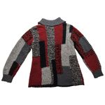 Tabask Patchwork Cardigan Handmade Alpaca Wool Lagenlook Sweater Jacket Size S Red Photo 1