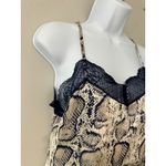Muche Muchette Snakeskin Print Lace Trim Sleeveless Cami Tank Top Size M/L Tan Size M Photo 2