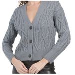 Vince Interlocking Cable Wool-Cashmere-Blend Cardigan Light Slate Size XL $465 Photo 0