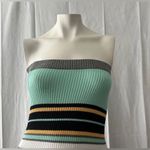 Women's Green Striped Mini Rib Knit Sleeveless Tube Bodycon Dre… Photo 1