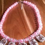 Simulated Pink Sapphire and Austrian Crystal Beaded Silvertone Necklace Photo 3
