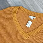 Aeropostale Waffle Knit V-neck Sweater Mecca Gold Medium Long Sleeve Photo 5