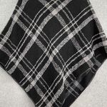 Hummingbird  Women's Poncho Black Plaid One Size Faux Leather Trim Photo 1