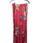 Band of Gypsies Floral Red Front Slit Open Ruffle tier Maxi Skirt boho western Photo 1