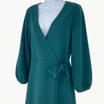 Madewell  Texture & Thread Women's Long Sleeve Tie Mini Dress Sz Small, Green Photo 4