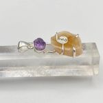 Citrine Stalactite & Amethyst Rough Sterling Silver Pendant Yellow Photo 5