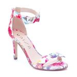 Unisa Floral Satin Sandals In White Multi Size 9 NWT Photo 0