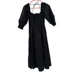 Hill House Nesli Nap Dress Size Extra Small NWT Black Smocked Midi Tiered A Photo 14
