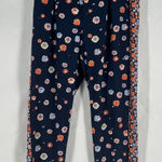 Maison Jules Pants Womens 4 Blue Floral Print Straight Leg High Rise Pleated Photo 0