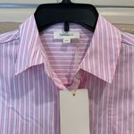 NWT Tamara H. Pink Striped Tie Short Sleeve Shirt Size M Photo 6