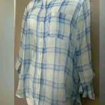 Abercrombie & Fitch Blue and White Plaid Sheer Women's Top (289) Photo 2