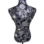 Floral Wide Strap Tank Top Summer Vacation Coastal Beach Flowers Boho Bohemian Black Photo 1