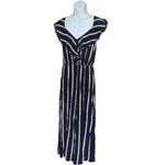 Xhilaration NWT Womens Xhiliration Navy Striped Empire Neckline Eyelet Detail Jumpsuit Sz S Photo 2