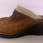UGG  Gael Chestnut Tan Suede Knit Cuff Sheep Shearling Lined Wedge Clogs 7 Photo 0