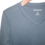 Pendleton  M V-Neck Black Long Sleeved Cotton Top Photo 2