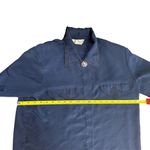 Vintage Kathy Che Size 10 Button Up Satin Blouse Dark Blue Embroidered Lace Photo 8