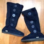 A La Mode Muk Luks 6 Knit Button Up Sweater Boots in Dark Navy Blue Photo 0