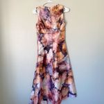 Kay Unger  Lani Abstract Floral Print metallic Organza Formal Midi Dress Size 0 Photo 4