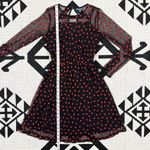 Modcloth Black Heart Dazzle Do It Dotted A-Line Long Sleeve Mesh Mini Dress XS Photo 8