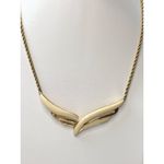 Monet Vintage  Gold-Tone & Cream Enamel Winged Necklace Photo 6