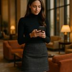 Nine West Black Tweed Pencil Skirt Photo 5