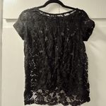 ZARA Black Lace Top with Gold Zipper Detail Photo 0