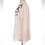 Victoria's Secret  Semi Sheer Pink Blouse Black Bows Button Shirt Size Large L Photo 4