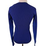 Helmut Lang  Royal Blue Raglan Asymmetric Rib Knit Top Photo 3