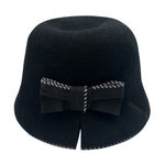 Galliano Sorbatti‎ Wool Cloche Hat Black Bow Accent Made In Italy Photo 0