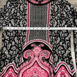 Style & Co  Black Pink Paisley Print Long Sleeve Knit Stretchy Dress Boho Size L Photo 8