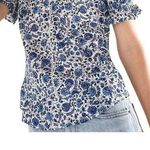 Lucky Brand | S | Top Blouse Women's Short Sleeve Blue Lace Ruffle Photo 0