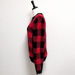 FOR THE REPUBLIC Black Red Buffalo Plaid Eyelash Fuzzy Knit Sweater XL NWT Photo 3