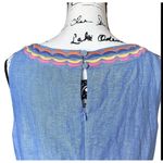 Talbots  Linen Blend Blue‎ Embroidered Trim Shift Dress Size 10 Photo 5