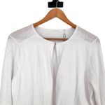 T Tahari  White Eden Sweater Cardigan size Large Long Sleeve Mesh Knit Photo 1