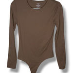 Nuuds Womens Long Sleeve Thong Bodysuit Brown Size Medium Photo 0