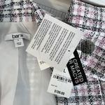Bar III  Blazer Jacket Women Large White Black Pink Plaid Double Button Tweed Photo 8