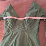 Women’s Green Chiffon Full Length Long Sleeve Dress Corset Back Leg Slit Size 12 Photo 10