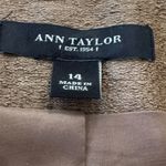 Ann Taylor Brown collarless full zip textured Blazer Jacket Size 14 Photo 4