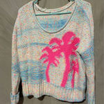 Anthropologie  Long Sleeve Palm Tree Neon Sweater Photo 0