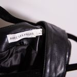 Avec Les Filles Faux Vegan Leather Square Neck Crop Tank Top Black Small Photo 1