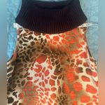 Aryeh Dark Academia Mini Dress Turtle Neck Brown Orange Cheetah Size M Lagenlook Photo 3