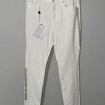 EAN 13 By Elena Renier White Rhinestone Stretch Straight Leg Pants Sz 44 (US 10) Silver Photo 0