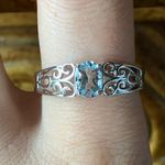 Natural Aquamarine Sterling Silver Ring Size 9.75 Photo 0