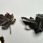 Rustic Metal Autumn Fall Leaf Brooch Pin Lot Of 3 Leaves Great For Thanksgiving Photo 9