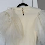 Flying Tomato Rhinestone Ribbed Knit Bodysuit Tulle Sleeves Photo 4