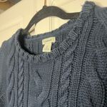 L.L. Bean Heritage Cotton Cableknit Fisherman Sweater Blue Size M Photo 4