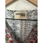 Savanna Jane Floral Embroidered Peasant Blouse Black White Batwing Sleeve Boho L Size L Photo 6