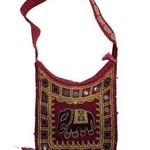 Hippie Embroidery Hobo Boho CrossBody Side Bag Red Maroon Photo 0