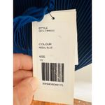 L’IDEE Regal Blue 90s One Shoulder High Neck Satin Plisse Lettuce Hemline Dress Size 10 Photo 11