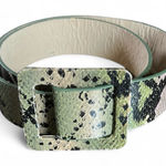 Snake skin print Belt with Square Buckle green cosplay Y2K witchy whimsy goth Photo 0